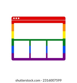 Web window sign. Rainbow gay LGBT rights colored Icon at white Background. Illustration.