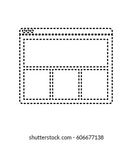 Web window sign. Vector. Black dashed icon on white background. Isolated.