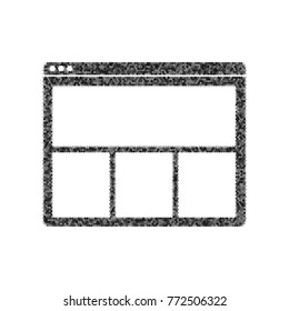 Web window sign. Vector. Black icon from many ovelapping circles with random opacity on white background. Noisy. Isolated.