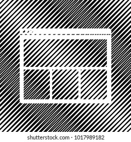 Web window sign. Vector. Icon. Hole in moire background.