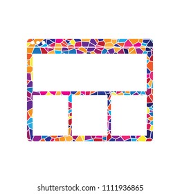 Web window sign. Vector. Stained glass icon on white background. Colorful polygons. Isolated.