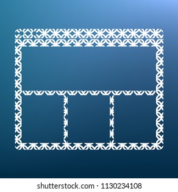 Web window sign. Vector. White textured icon at lapis lazuli gradient background.