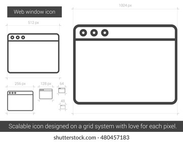 Web window vector line icon isolated on white background. Web window line icon for infographic, website or app. Scalable icon designed on a grid system.