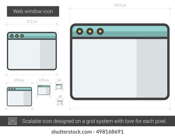 Web window vector line icon isolated on white background. Web window line icon for infographic, website or app. Scalable icon designed on a grid system.