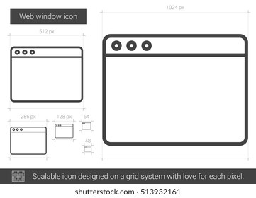 Web window vector line icon isolated on white background. Web window line icon for infographic, website or app. Scalable icon designed on a grid system.