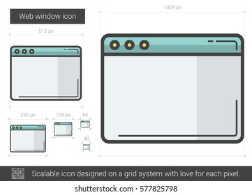 Web window vector line icon isolated on white background. Web window line icon for infographic, website or app. Scalable icon designed on a grid system.