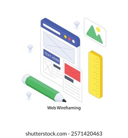 Web Wireframing isometric Colored illustration. EPS File stock illustration