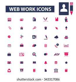 web work, business, home office, supplies, icons, signs vector concept set for infographics, mobile, website, application

