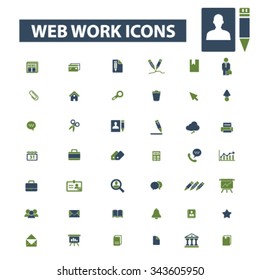 web work, business, home office, supplies, icons, signs vector concept set for infographics, mobile, website, application
