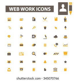 web work, business, home office, supplies, icons, signs vector concept set for infographics, mobile, website, application

