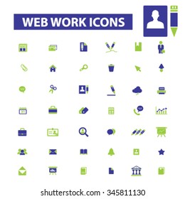 web work, business, home office, supplies, icons, signs vector concept set for infographics, mobile, website, application 