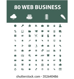 trabajo web, negocios, oficina doméstica, suministros, iconos, signos, concepto vectorial establecido para infografías, móviles, sitios web, aplicación
