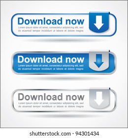 Web2 download button set with reflection and icon