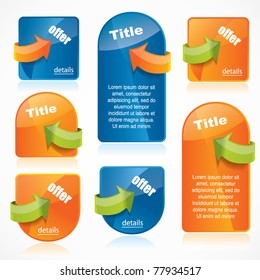 Web2 website template elements with arrows and reflection