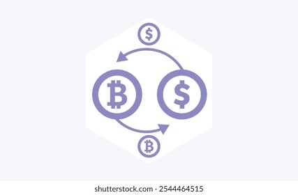 Web3 bitcoin swap money on blockchain network icon