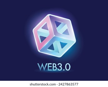 Web3 blockchain and token gateway network in cube icon