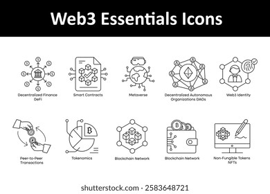 Web3 Essentials Icons: From Decentralized Finance to Digital Ownership