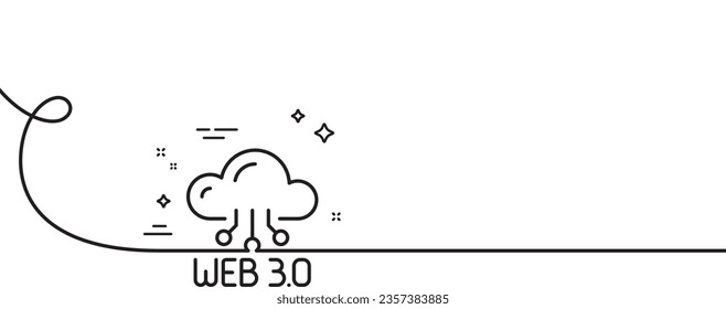 Web3 line icon. Continuous one line with curl. Web 3.0 internet technology sign. Decentralized system symbol. Web3 single outline ribbon. Loop curve pattern. Vector