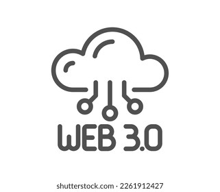 Web3 line icon. Web 3.0 internet technology sign. Decentralized system symbol. Quality design element. Linear style web3 icon. Editable stroke. Vector