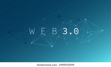 Web3.0 decentralized internet. Network with blockchain, cryptocurrency. Abstract blue gradient network pattern for illustration, decentralization, marketplace, design element