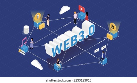 WEB3.0 network isometric illustration vector