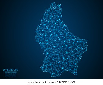 WebA map of Luxembourg consisting of 3D triangles, lines, points, and connections. Vector illustration of the EPS 10.