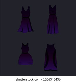 WebA set dresses different styles and gradient shading Midnight  With black stroke  Vector illustration and clipping mask 