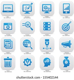 Web,Advertising icons on buttons,Blue version,vector set 1