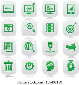 Web,Advertising icons on buttons,Green version,vector set 1