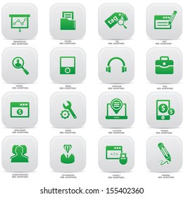 Web,Advertising icons on buttons,Green version,vector set 2
