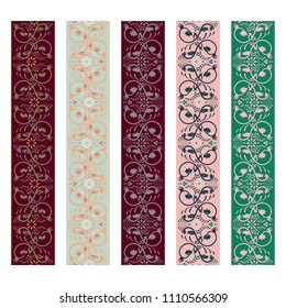 Webbing pattern design tapes. Fancy strap belt border swatch vector.