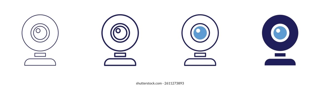 Webcam app icon in 4 different styles. Thin Line, Line, Bold Line, Duotone. Duotone style. Editable stroke.