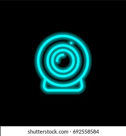 Webcam blue glowing neon ui ux icon. Glowing sign logo vector