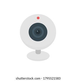 webcam camera flat icon illustration, isolated on white