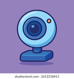 Webcam Cartoon Illustration. Vector Icon Flat Cartoon Style. Cheerful Colors. Bold Outline.
