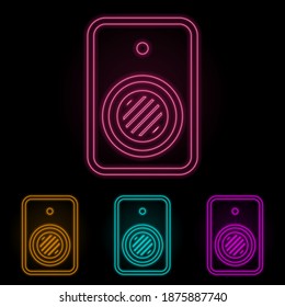 Webcam color neon set. Simple thin line, outline vector of web icons for ui and ux, website or mobile application