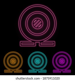 Webcam color neon set. Simple thin line, outline vector of web icons for ui and ux, website or mobile application