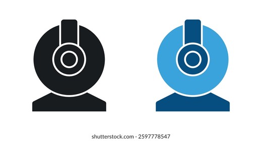 Webcam colored icon set. Stock Vector
