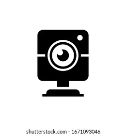 Webcam disconnected vector icon in black solid flat design icon isolated on white background