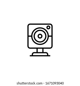 Webcam disconnected vector icon in linear, outline icon isolated on white background