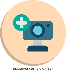 Icono de estilo de círculo plano de cámara web