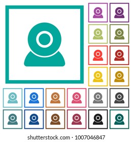 Webcam flat color icons with quadrant frames on white background