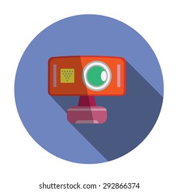 Webcam flat icon. Modern flat icons with long shadow
