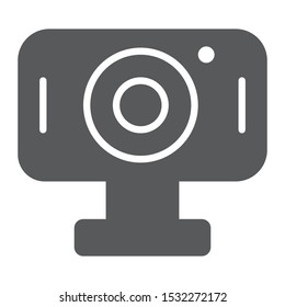 Webcam glyph icon, cam and device, computer camera sign, vector graphics, a solid pattern on a white background, eps 10.