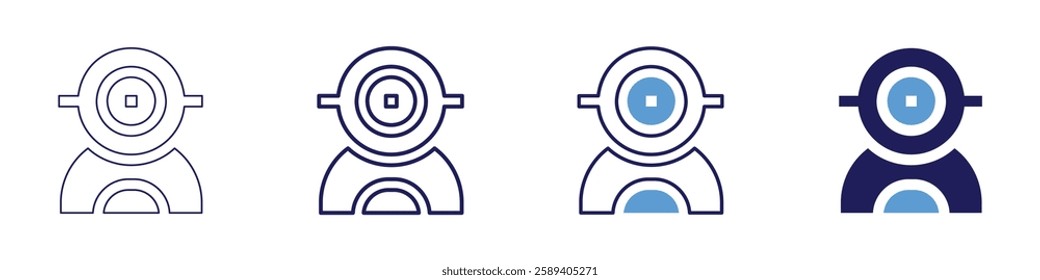 Webcam icon in 4 different styles. Thin Line, Line, Bold Line, Duotone. Duotone style. Editable stroke.