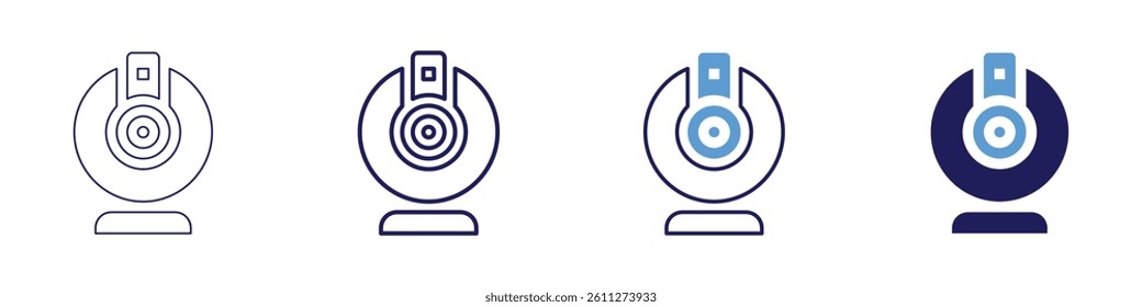 Webcam cover​ icon in 4 different styles. Thin Line, Line, Bold Line, Duotone. Duotone style. Editable stroke.