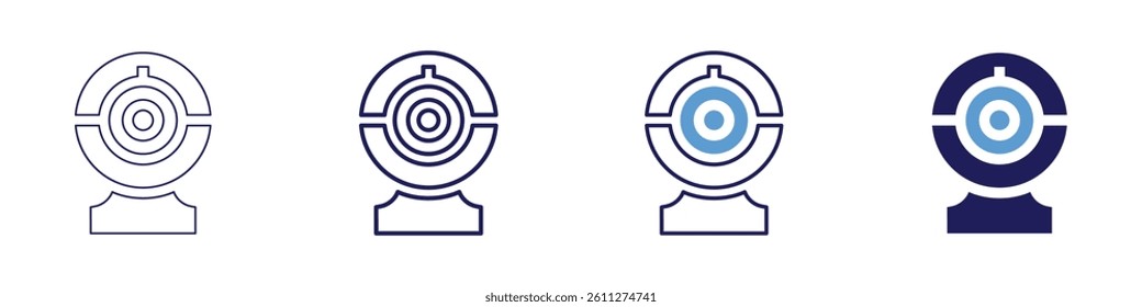 Webcam tutorial​ icon in 4 different styles. Thin Line, Line, Bold Line, Duotone. Duotone style. Editable stroke.