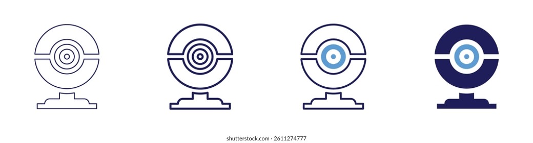 Webcam statistics​ icon in 4 different styles. Thin Line, Line, Bold Line, Duotone. Duotone style. Editable stroke.