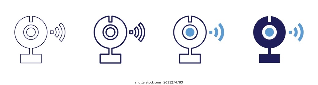 Webcam specifications​ icon in 4 different styles. Thin Line, Line, Bold Line, Duotone. Duotone style. Editable stroke.