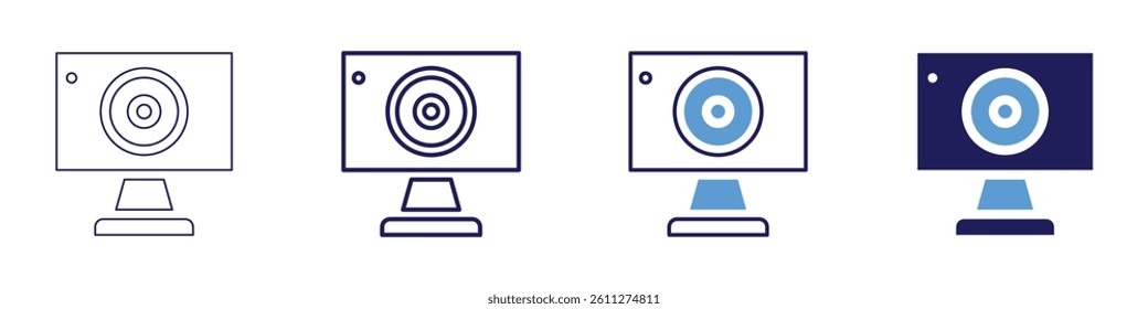 Webcam research​ icon in 4 different styles. Thin Line, Line, Bold Line, Duotone. Duotone style. Editable stroke.